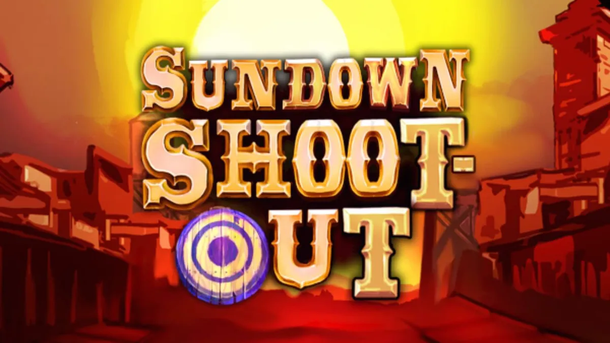 Sundown Shootout slot game screen na may Wild West theme